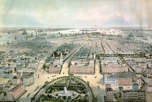 New York Vue du Sud depuis Union Square, pub. par John Bachman, 1849